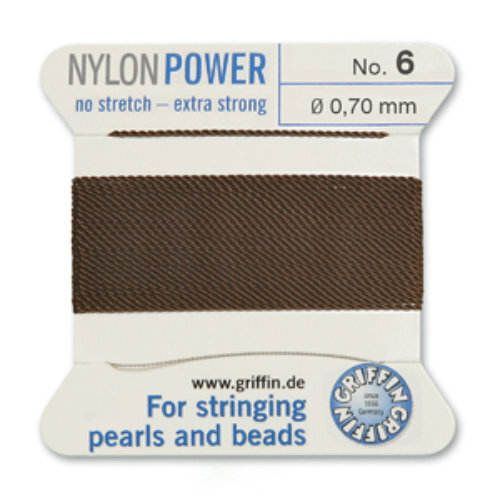 No 6 - 0.70mm - Brown Carded Bead Cord Nylon Power