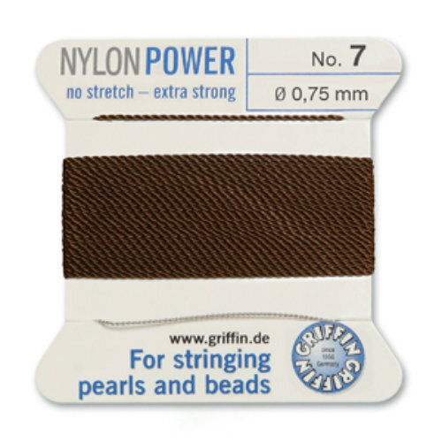 No 7 - 0.75mm - Brown Carded Bead Cord Nylon Power