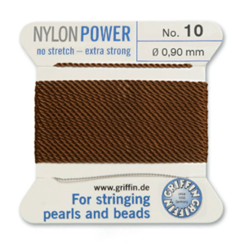 No 10 - 0.90mm - Brown Carded Bead Cord Nylon Power