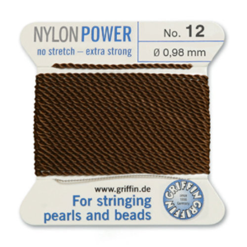 No 12 - 0.98mm - Brown Carded Bead Cord Nylon Power