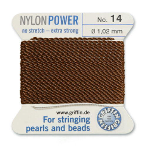 No 14 - 1.02mm - Brown Carded Bead Cord Nylon Power