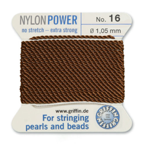 No 16 - 1.05mm - Brown Carded Bead Cord Nylon Power