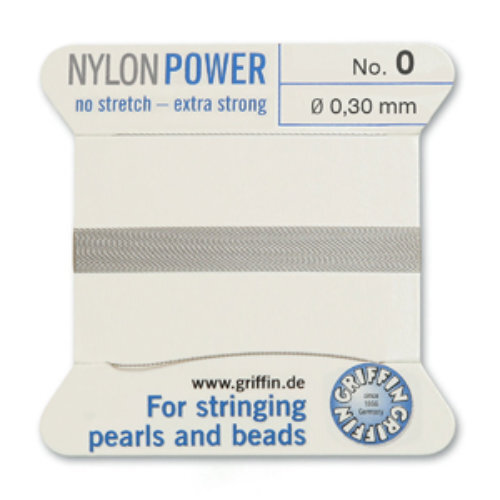 No 0 - 0.30mm - Grey Carded Bead Cord Nylon Power