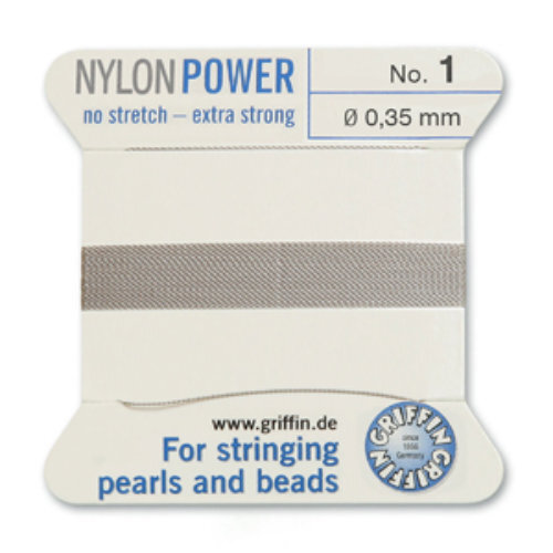 No 1 - 0.35mm - Grey Carded Bead Cord Nylon Power