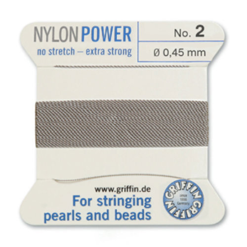 No 2 - 0.45mm - Grey Carded Bead Cord Nylon Power