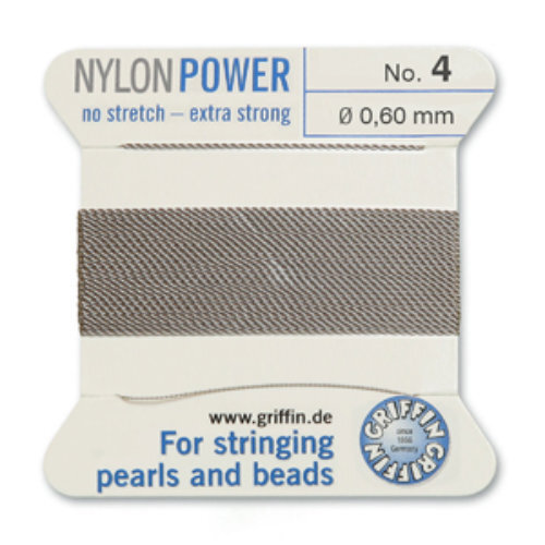 No 4 - 0.60mm - Grey Carded Bead Cord Nylon Power