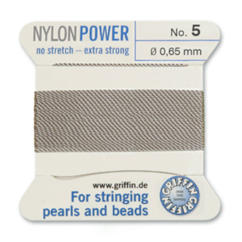 No 5 - 0.65mm - Grey Carded Bead Cord Nylon Power