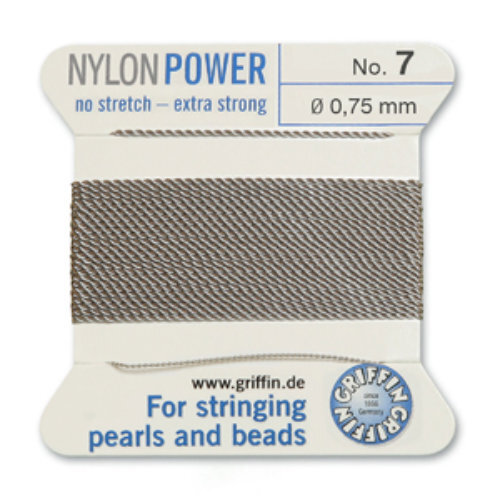No 7 - 0.75mm - Grey Carded Bead Cord Nylon Power