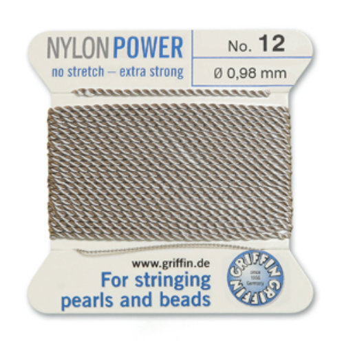 No 12 - 0.98mm - Grey Carded Bead Cord Nylon Power