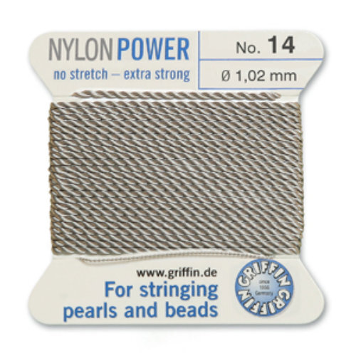 No 14 - 1.02mm - Grey Carded Bead Cord Nylon Power