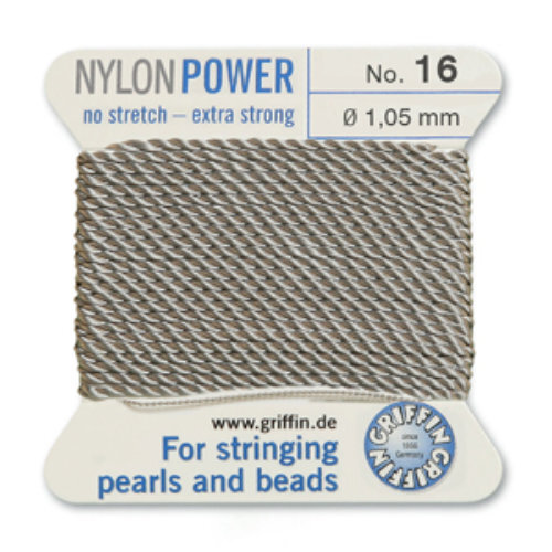 No 16 - 1.05mm - Grey Carded Bead Cord Nylon Power