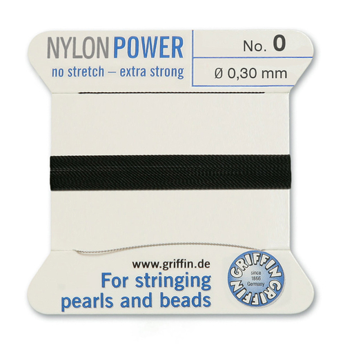 No 0 - 0.30mm - Black Carded Bead Cord Nylon Power