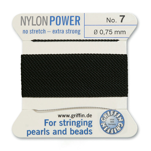No 7 - 0.75mm - Black Carded Bead Cord Nylon Power