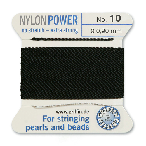No 10 - 0.90mm - Black Carded Bead Cord Nylon Power