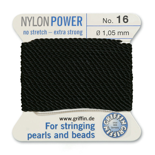 No 16 - 1.05mm - Black Carded Bead Cord Nylon Power