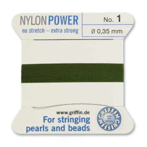 No 1 - 0.35mm - Olive Carded Bead Cord Nylon Power