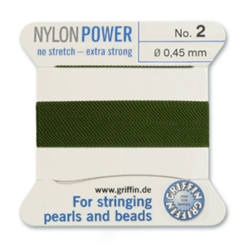 No 2 - 0.45mm - Olive Carded Bead Cord Nylon Power