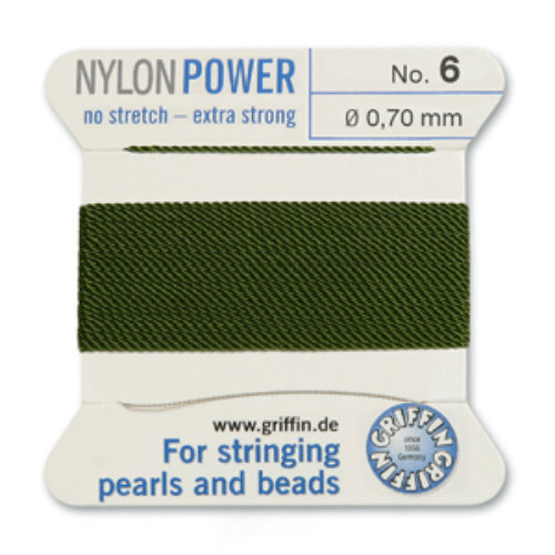 No 6 - 0.70mm - Olive Carded Bead Cord Nylon Power