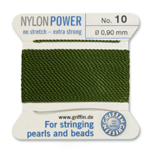 No 10 - 0.90mm - Olive Carded Bead Cord Nylon Power