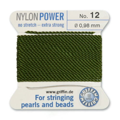 No 12 - 0.98mm - Olive Carded Bead Cord Nylon Power
