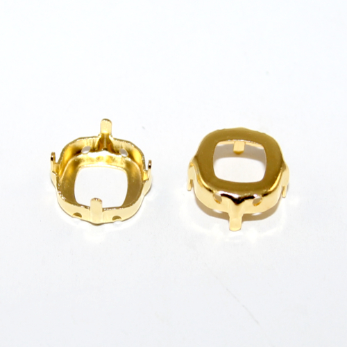 12mm 4470 Cushion Cut Square Frame - Bright Gold - Pack of 2