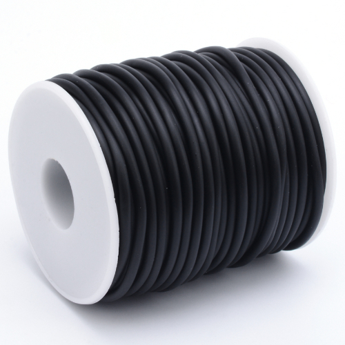 4mm Hollow Rubber Cord with a 2mm hole - Black
