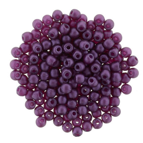 2mm Matte - Purple Velvet - Czech Glass Pearls - 100 Bead Strand - 5-02-M25032