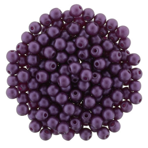 3mm Purple Velvet - Czech Glass Pearls - 100 Bead Strand - 5-03-25032