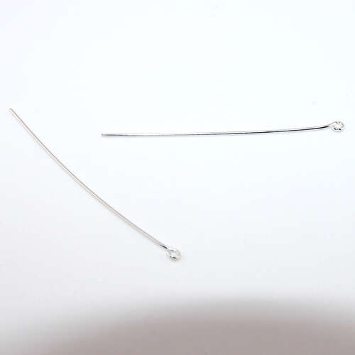 51mm x 0.7mm Silver  Plated Brass Eye Pin