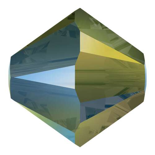 5328 - 3mm - Crystal Iridescent Green (001 IRIG) - Bicone Xilion Crystal Bead