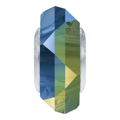 5929 - 14mm Steel - Crystal Iridescent Green (001 IRIG) - BeCharmed Fortune Bead (Large Hole) Crystal Bead