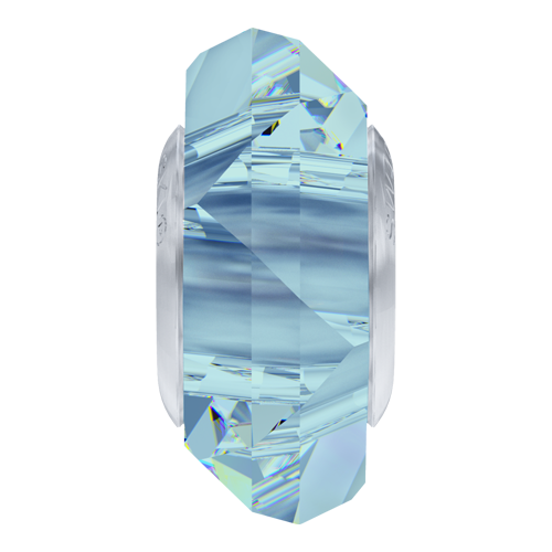 5929 - 14mm Steel - Aquamarine (202) - BeCharmed Fortune Bead (Large Hole) Crystal Bead