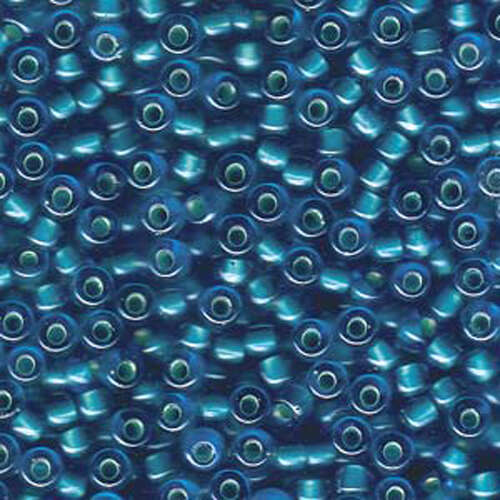 Miyuki 6/0 Rocaille Bead - 6-93808 - Pearlized Capri Blue Lined Mint