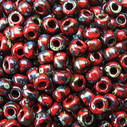 Miyuki 6/0 Rocaille Bead - 6-94513 - Matte Opaque Picasso Red Garnet