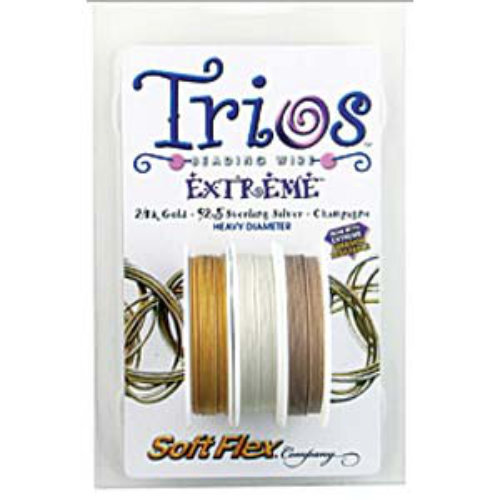 Extreme Flex Trio- .024 in (0.61 mm) - 24Kt Gold / Sterling Silver / Champagne - 10ft / 3m spool