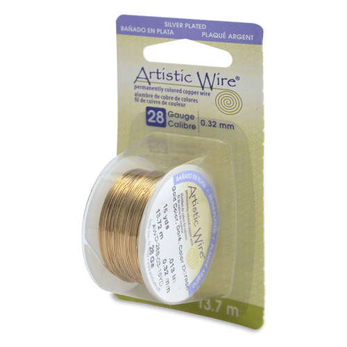 28 Gauge (.32 mm) - 15 yd (13.7 m) -  Silver Plated - Gold Color - AWD-28S-03-15YD