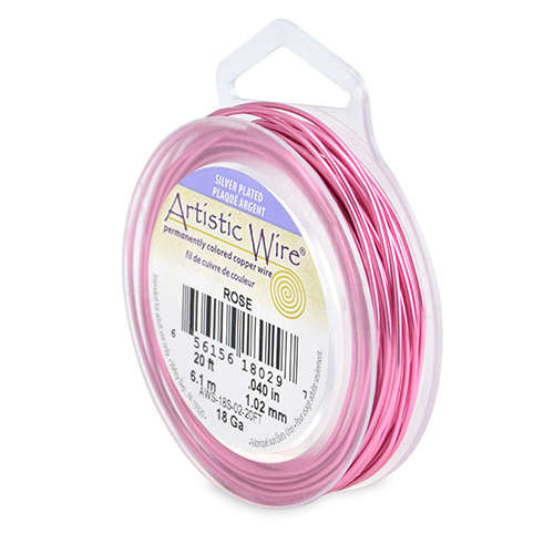 18 Gauge (1.0 mm) - 20 FT (6.1 m) - Silver Plated, Rose - AWS-18S-02-20FT