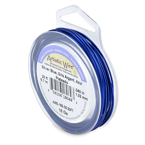 18 Gauge (1.0 mm) - 20 FT (6.1 m) - Silver Plated, Silver Blue - AWS-18S-06-20FT