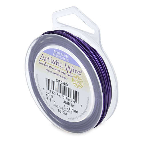 18 Gauge (1.0 mm) - 20 FT (6.1 m) - Silver Plated, Orchid - AWS-18S-07-20FT
