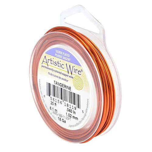 18 Gauge (1.0 mm) - 20 FT (6.1 m) - Silver Plated, Tangerine - AWS-18S-11-20FT