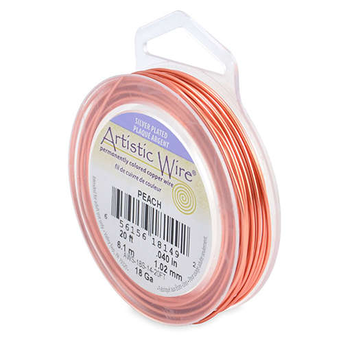 18 Gauge (1.0 mm) - 20 FT (6.1 m) - Silver Plated, Peach - AWS-18S-14-20FT