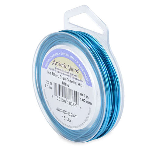 18 Gauge (1.0 mm) - 20 FT (6.1 m) - Silver Plated, Ice Blue - AWS-18S-16-20FT