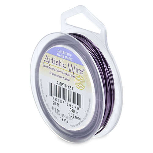 18 Gauge (1.0 mm) - 20 FT (6.1 m) - Silver Plated, Amethyst - AWS-18S-18-20FT