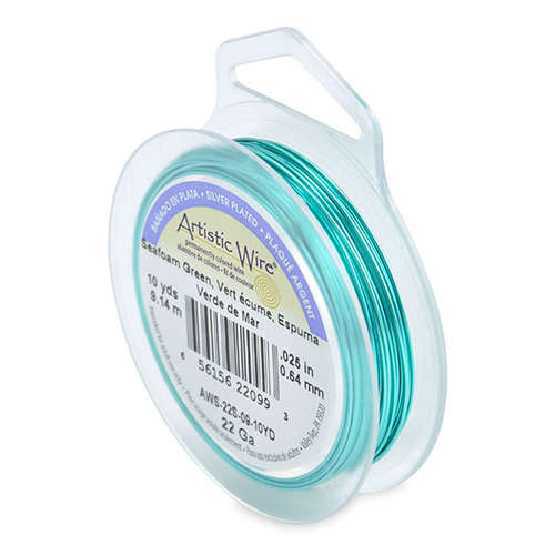 20 Gauge (.81 mm) - 25 ft (7.6 m) - Silver Plated - Seafoam Green - AWS-20S-09-25FT