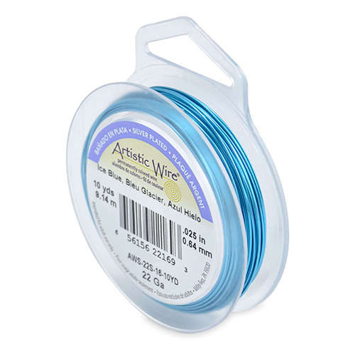 20 Gauge (.81 mm) - 25 ft (7.6 m) - Silver Plated - Ice Blue - AWS-20S-16-25FT