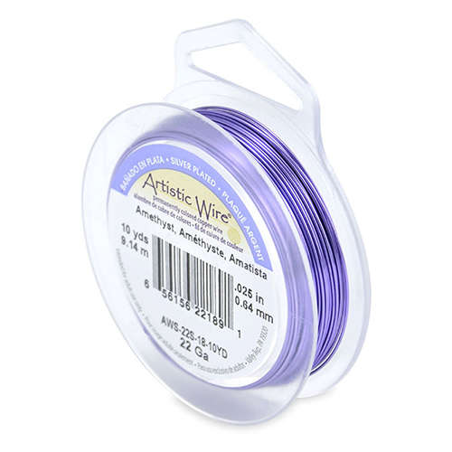 20 Gauge (.81 mm) - 25 ft (7.6 m) - Silver Plated - Amethyst - AWS-20S-18-25FT