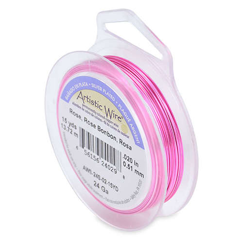 24 Gauge (.51mm) - 15 yd (13.7 m) - Silver Plated - Rose - AWS-24S-02-15YD