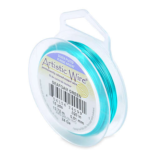 24 Gauge (.51mm) - 15 yd (13.7 m) - Silver Plated - Seafoam Green - AWS-24S-09-15YD