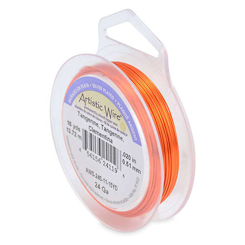 24 Gauge (.51mm) - 15 yd (13.7 m) - Silver Plated - Tangerine - AWS-24S-11-15YD
