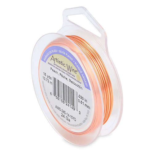 24 Gauge (.51mm) - 15 yd (13.7 m) - Silver Plated - Peach - AWS-24S-14-15YD
